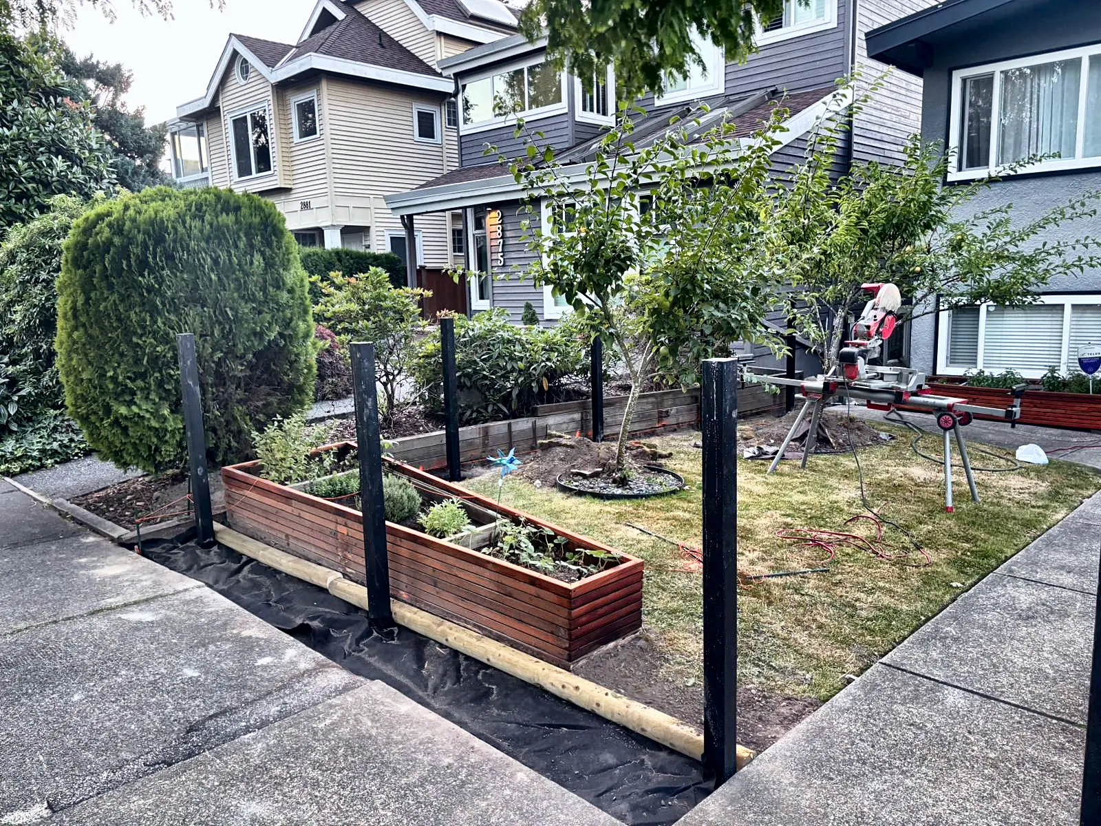 New posts going in along the street
