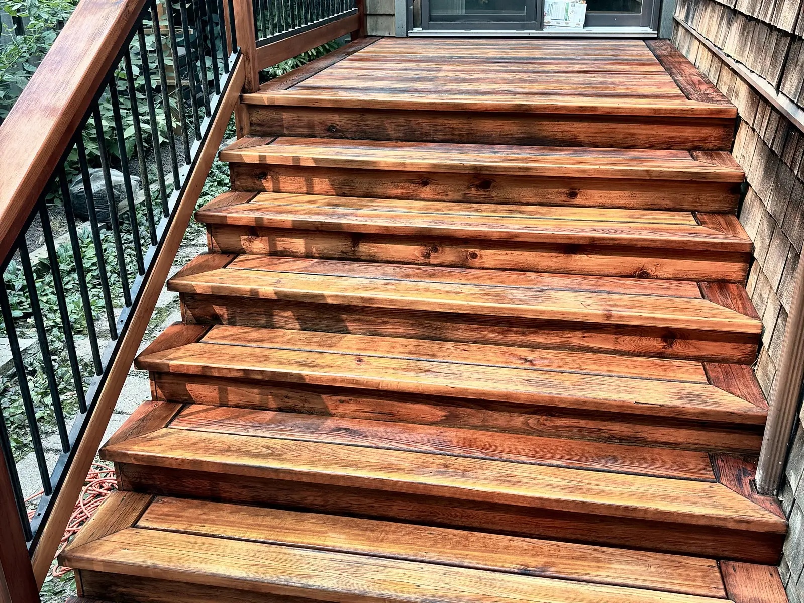 After: Cedar stairs, fence and custom gate, Champlain Heights, Vancouver
