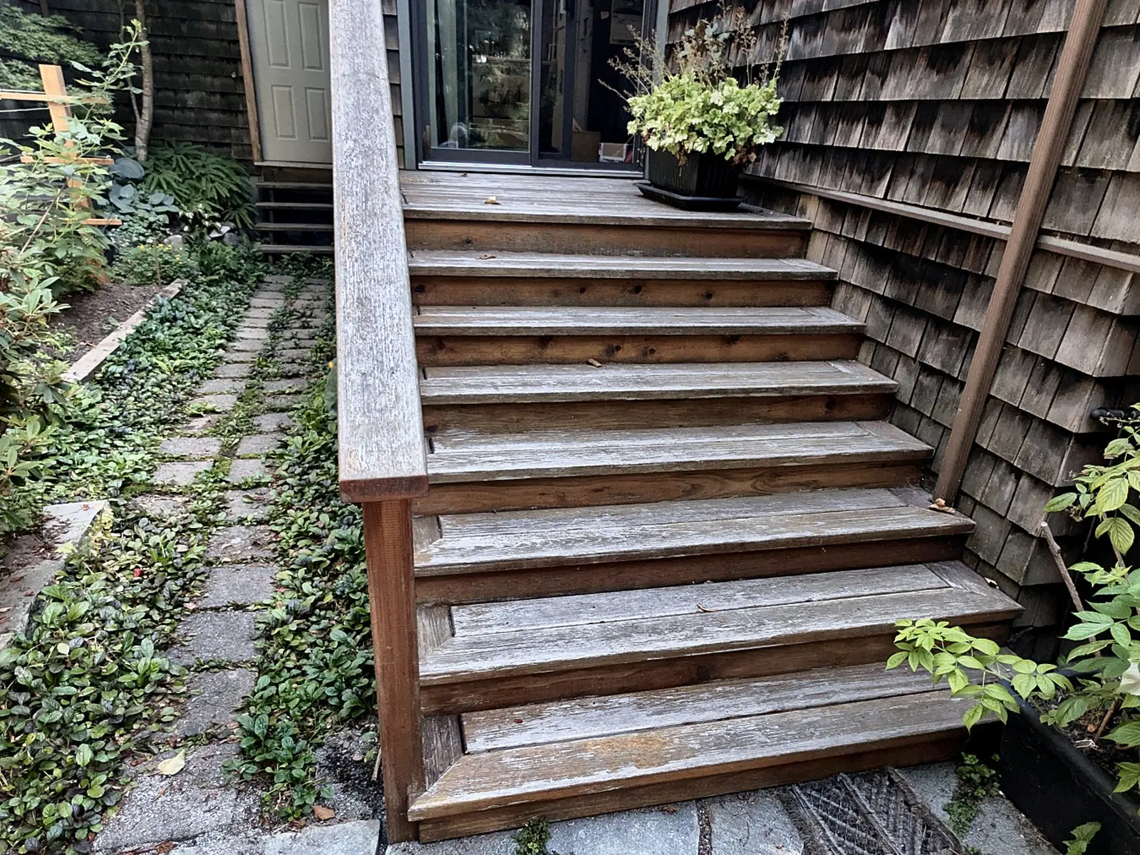 Before: Cedar stairs, fence and custom gate, Champlain Heights, Vancouver