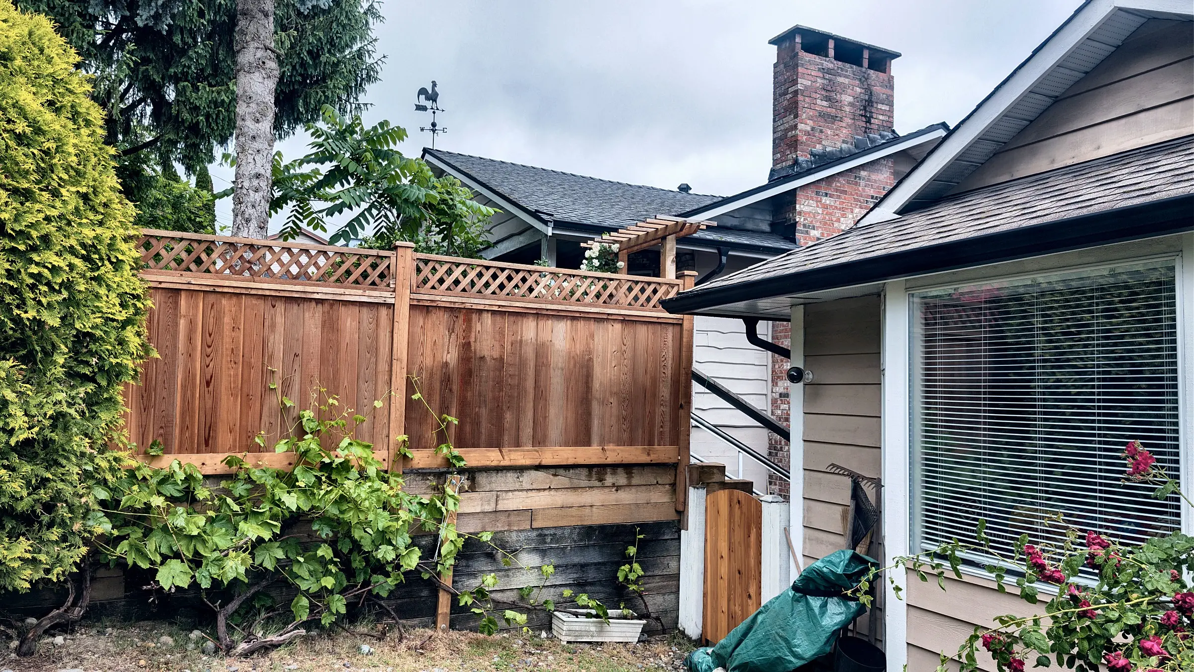 The fence beside the house