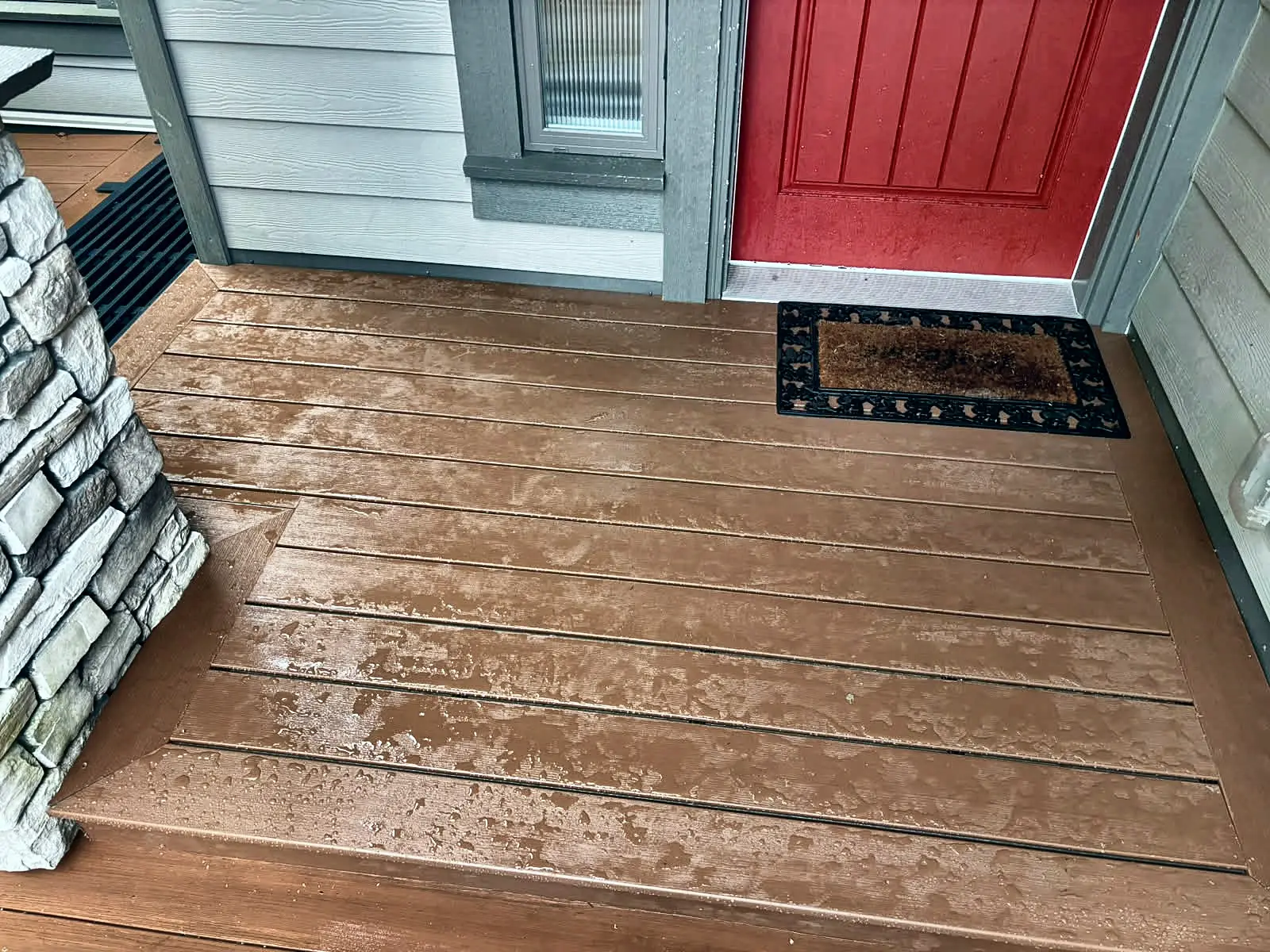 The front porch in brown composite