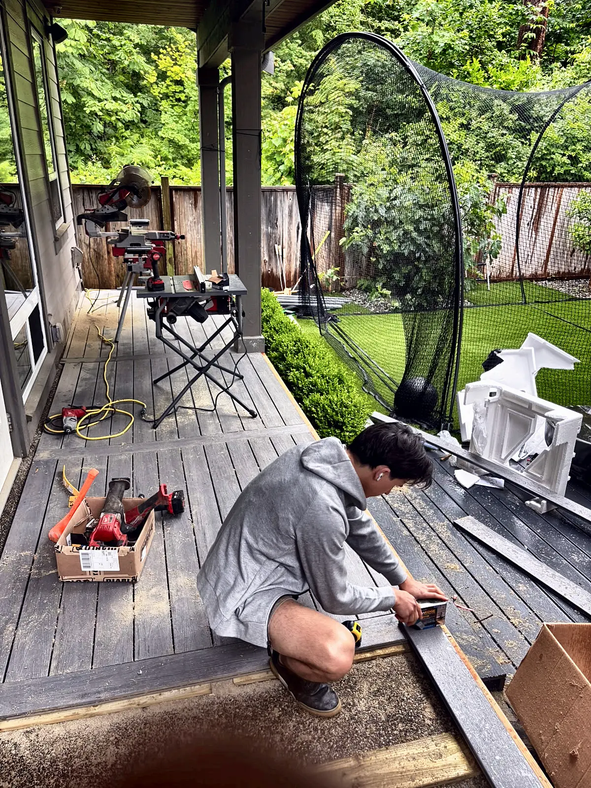 The back deck being rebuilt to the right design