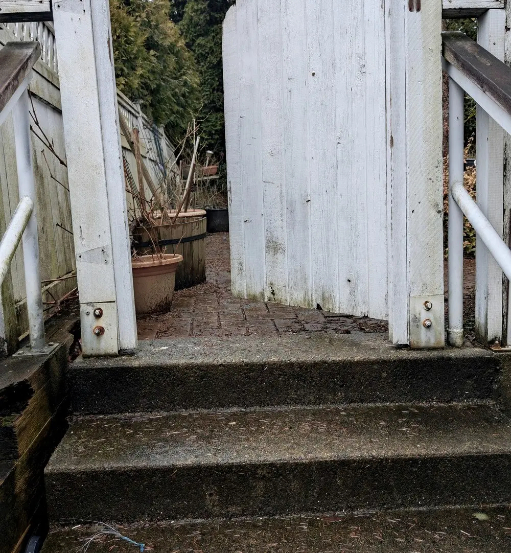 Before: Lattice-top fence, entry arbor and arched gate, Coquitlam